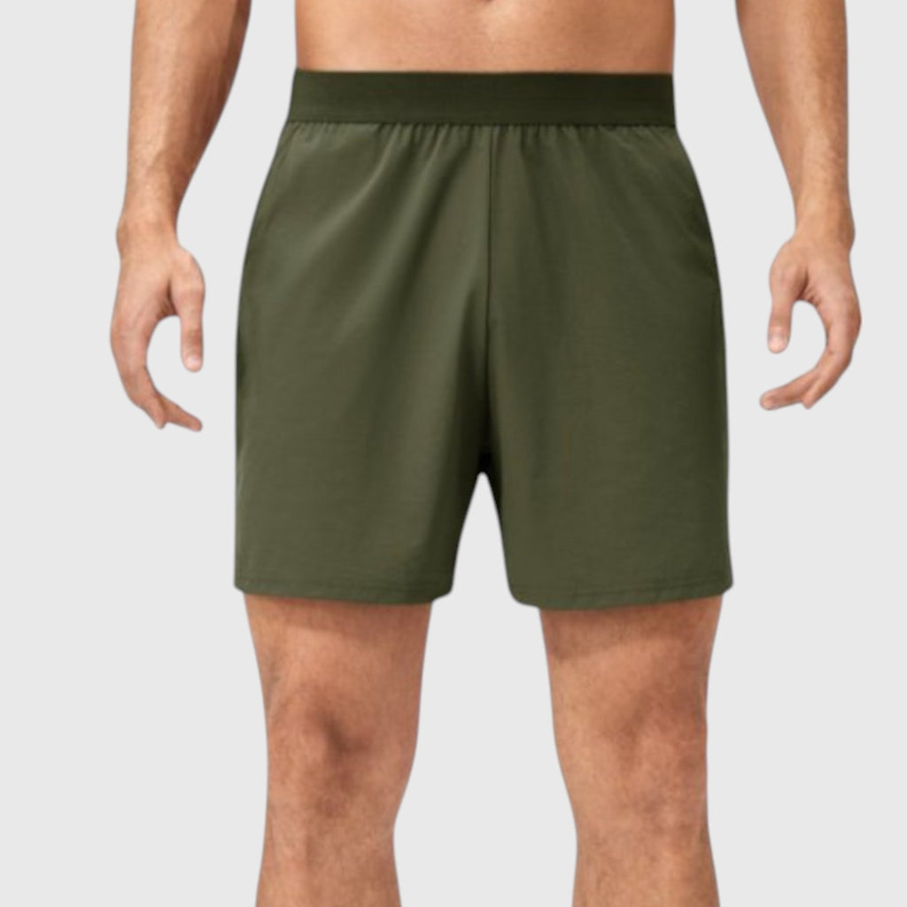 Anna-Kaci Active Men's Solid Color Pull-On Athletic Shorts with Elastic Waistband Lightweight Quick Dry Fabric