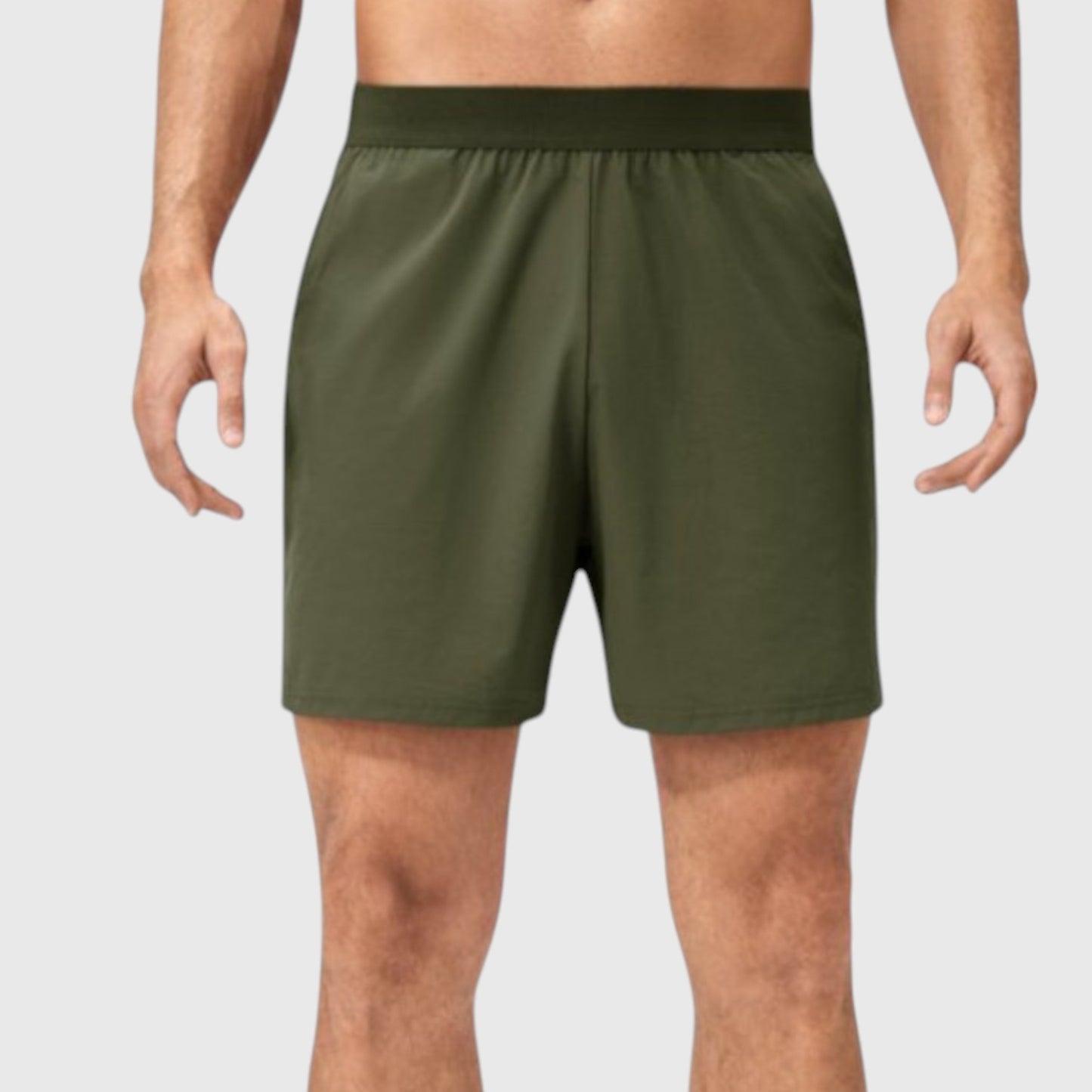 Anna-Kaci Active Men's Solid Color Pull-On Athletic Shorts with Elastic Waistband Lightweight Quick Dry Fabric