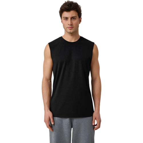 Anna-Kaci Active Men's Sleeveless Crew Neck Ribbed Tank Top with Relaxed Fit and Stretch Fabric