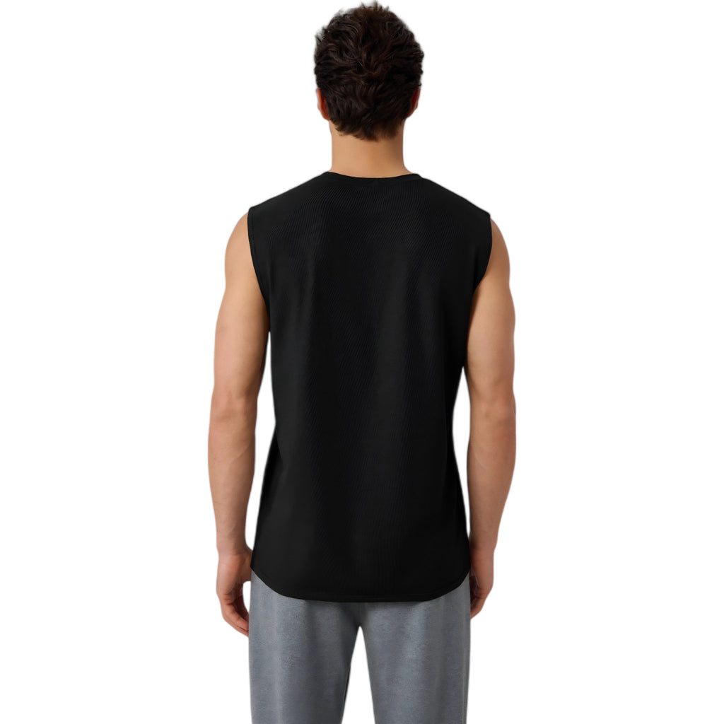 Anna-Kaci Active Men's Sleeveless Crew Neck Ribbed Tank Top with Relaxed Fit and Stretch Fabric
