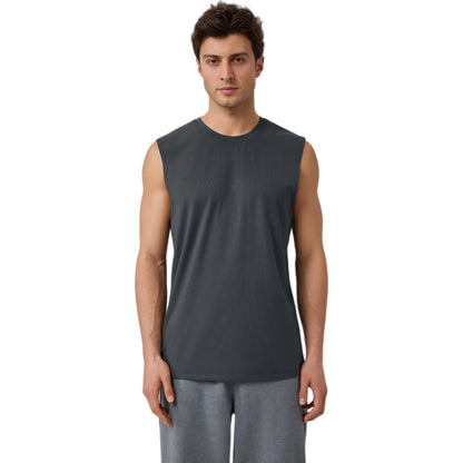 Anna-Kaci Active Men's Sleeveless Crew Neck Ribbed Tank Top with Relaxed Fit and Stretch Fabric