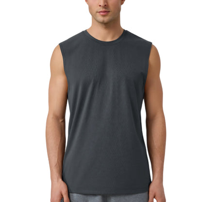 Anna-Kaci Active Men's Sleeveless Crew Neck Ribbed Tank Top with Relaxed Fit and Stretch Fabric