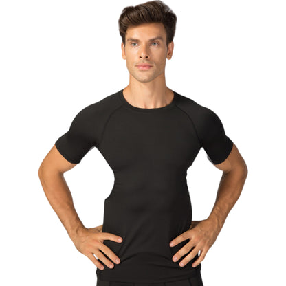 Anna-Kaci Active Men's Fitted Short Sleeve Athletic Shirt with Crew Neck and Color Block Side Panels