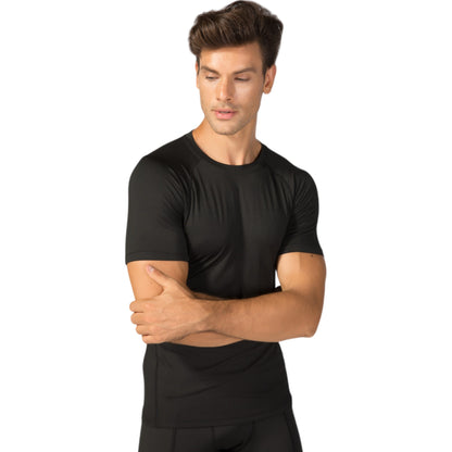 Anna-Kaci Active Men's Fitted Short Sleeve Athletic Shirt with Crew Neck and Color Block Side Panels