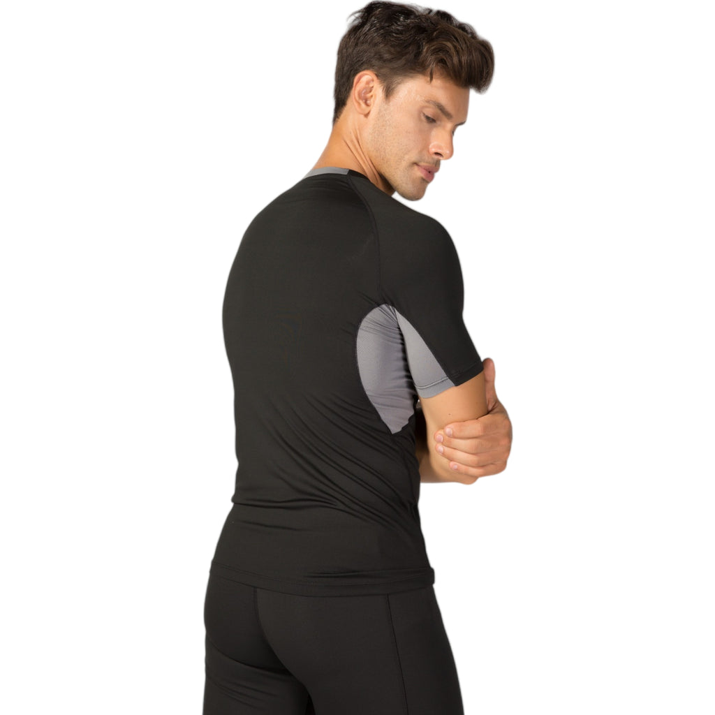 Anna-Kaci Active Men's Fitted Short Sleeve Athletic Shirt with Crew Neck and Color Block Side Panels