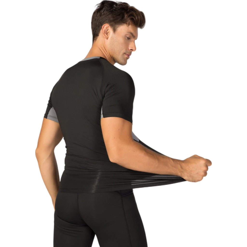 Anna-Kaci Active Men's Fitted Short Sleeve Athletic Shirt with Crew Neck and Color Block Side Panels