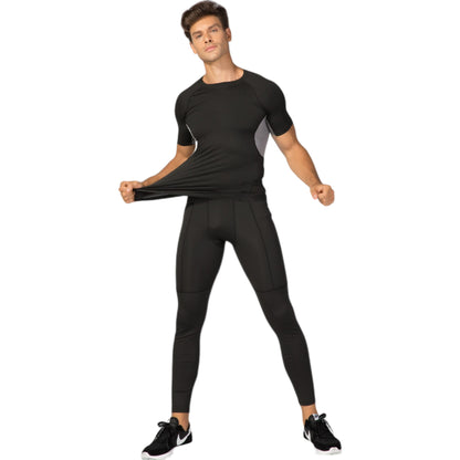 Anna-Kaci Active Men's Fitted Short Sleeve Athletic Shirt with Crew Neck and Color Block Side Panels