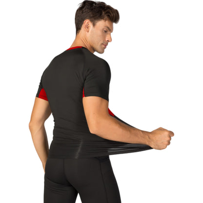 Anna-Kaci Active Men's Fitted Short Sleeve Athletic Shirt with Crew Neck and Color Block Side Panels