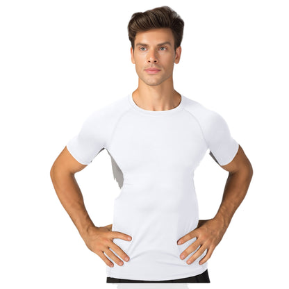 Anna-Kaci Active Men's Fitted Short Sleeve Athletic Shirt with Crew Neck and Color Block Side Panels