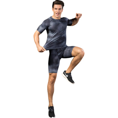 Anna-Kaci Active Men's Honeycomb Textured Compression Shirt with Short Sleeves and Stretch Fit