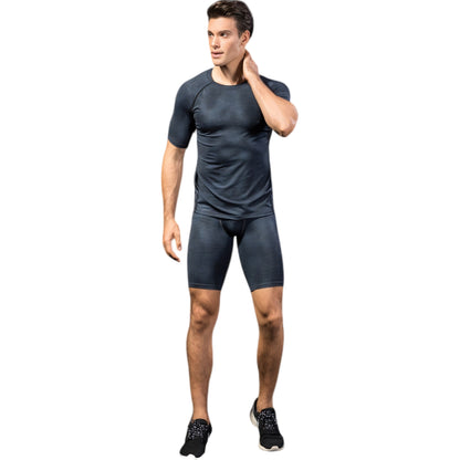 Anna-Kaci Active Men's Honeycomb Textured Compression Shirt with Short Sleeves and Stretch Fit