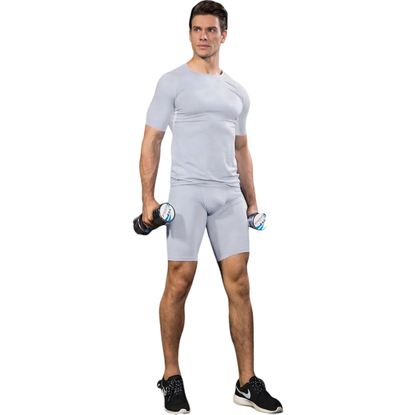 Anna-Kaci Active Men's Honeycomb Textured Compression Shirt with Short Sleeves and Stretch Fit
