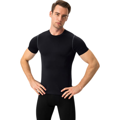 Anna-Kaci Active Men's Short Sleeve Compression Shirt with Stretch Fit and Moisture-Wicking Fabric