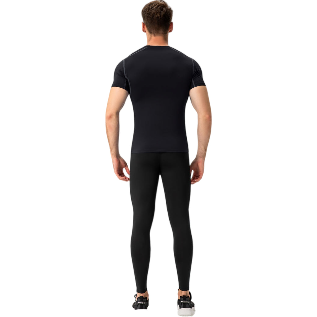 Anna-Kaci Active Men's Short Sleeve Compression Shirt with Stretch Fit and Moisture-Wicking Fabric