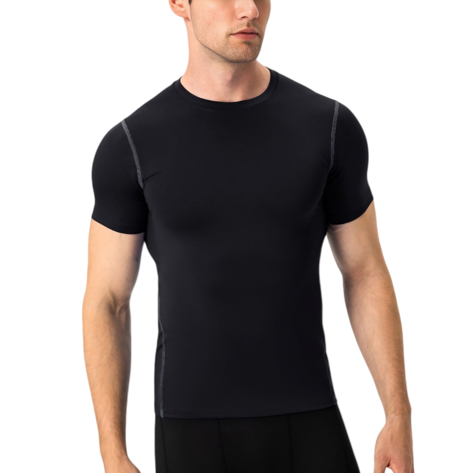 Anna-Kaci Active Men's Short Sleeve Compression Shirt with Stretch Fit and Moisture-Wicking Fabric