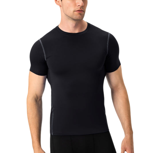 Anna-Kaci Active Men's Short Sleeve Compression Shirt with Stretch Fit and Moisture-Wicking Fabric