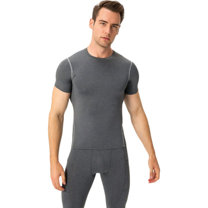Anna-Kaci Active Men's Short Sleeve Compression Shirt with Stretch Fit and Moisture-Wicking Fabric