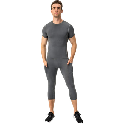 Anna-Kaci Active Men's Short Sleeve Compression Shirt with Stretch Fit and Moisture-Wicking Fabric