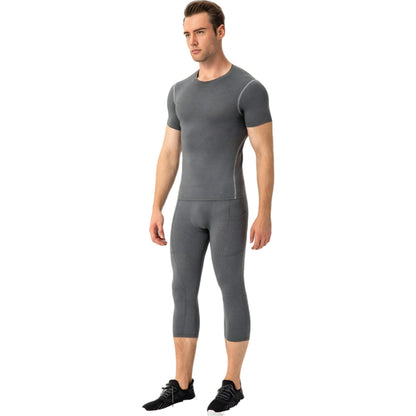 Anna-Kaci Active Men's Short Sleeve Compression Shirt with Stretch Fit and Moisture-Wicking Fabric