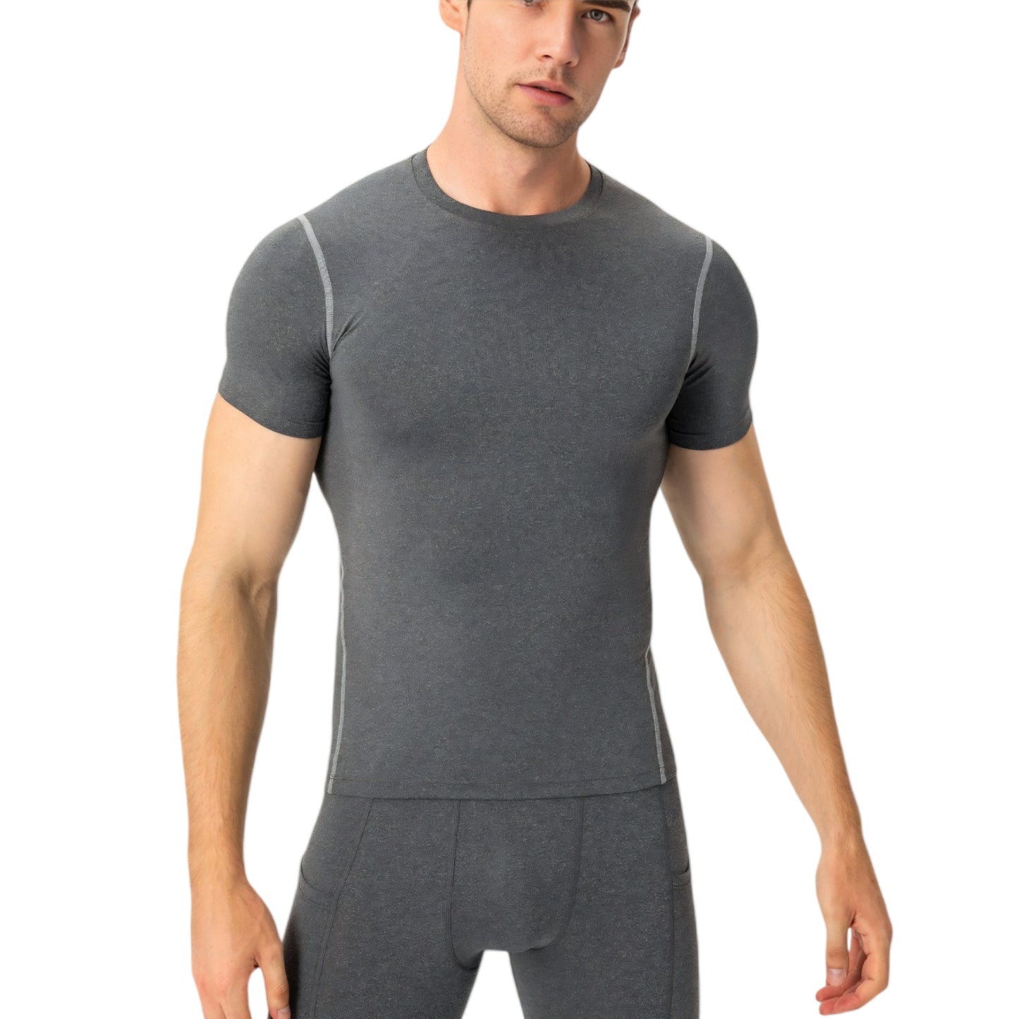 Anna-Kaci Active Men's Short Sleeve Compression Shirt with Stretch Fit and Moisture-Wicking Fabric