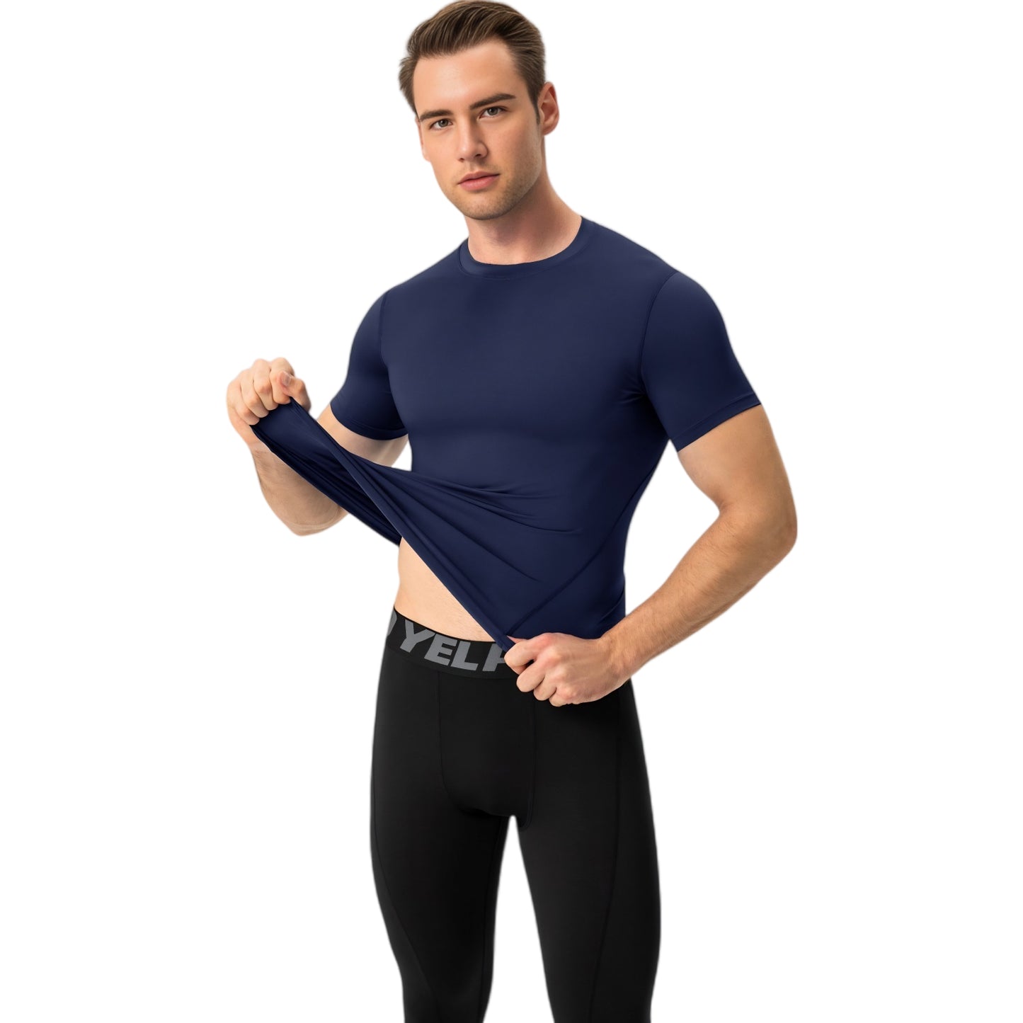 Anna-Kaci Active Men's Short Sleeve Compression Shirt with Stretch Fit and Moisture-Wicking Fabric