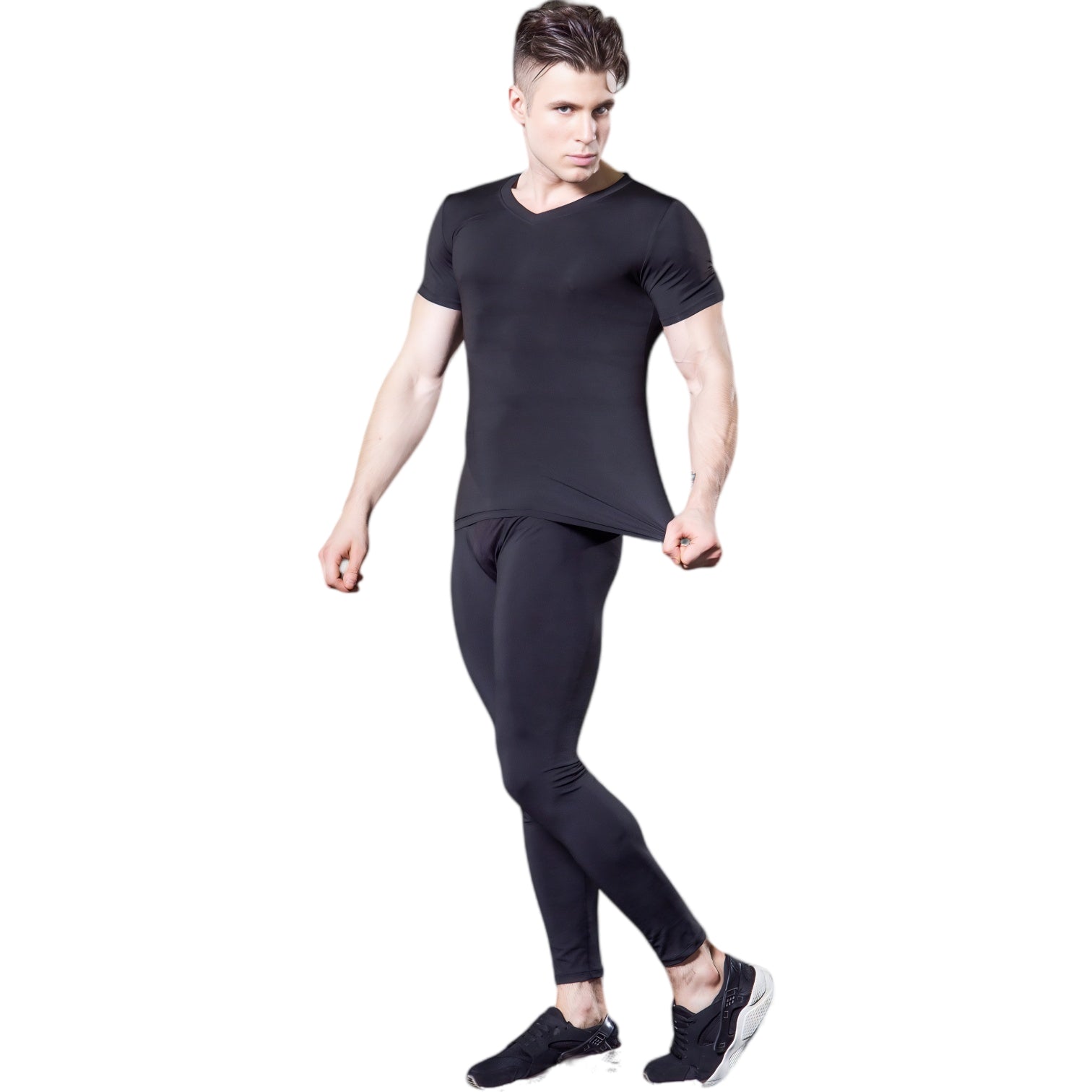 Anna-Kaci Active Men's V-Neck Short Sleeve Athletic Shirt with Stretch Fabric and Fitted Silhouette