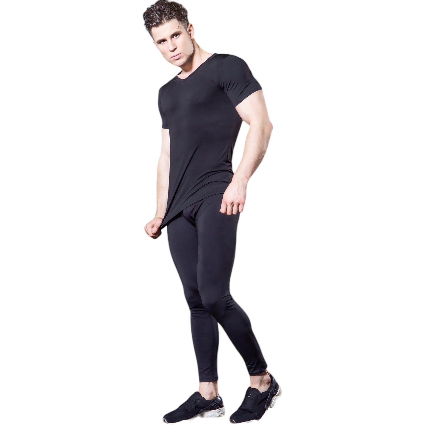 Anna-Kaci Active Men's V-Neck Short Sleeve Athletic Shirt with Stretch Fabric and Fitted Silhouette