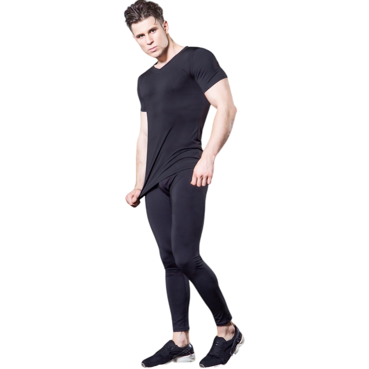 Anna-Kaci Active Men's V-Neck Short Sleeve Athletic Shirt with Stretch Fabric and Fitted Silhouette
