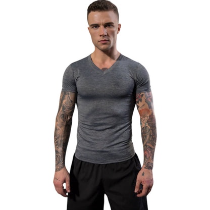 Anna-Kaci Active Men's V-Neck Short Sleeve Athletic Shirt with Stretch Fabric and Fitted Silhouette