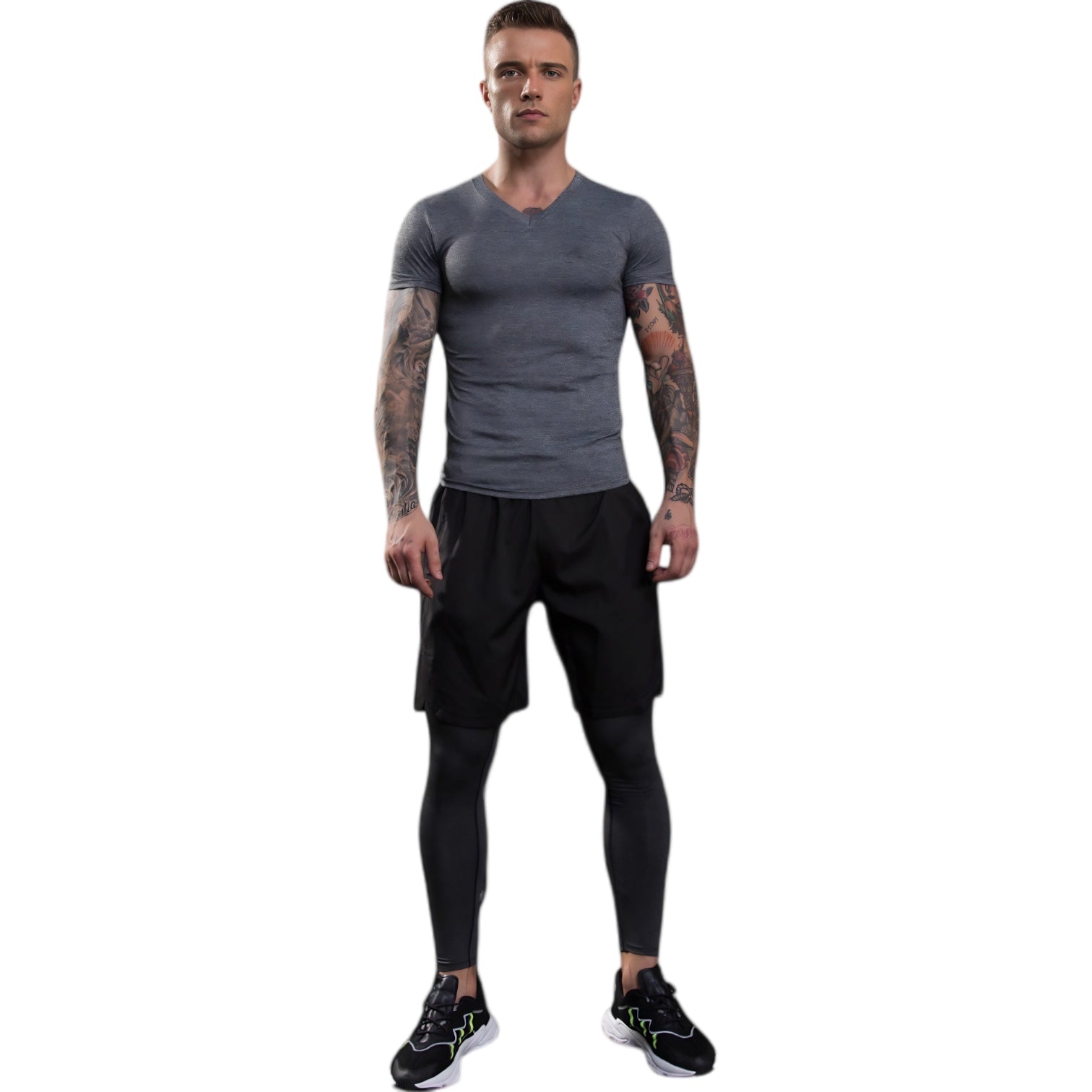 Anna-Kaci Active Men's V-Neck Short Sleeve Athletic Shirt with Stretch Fabric and Fitted Silhouette