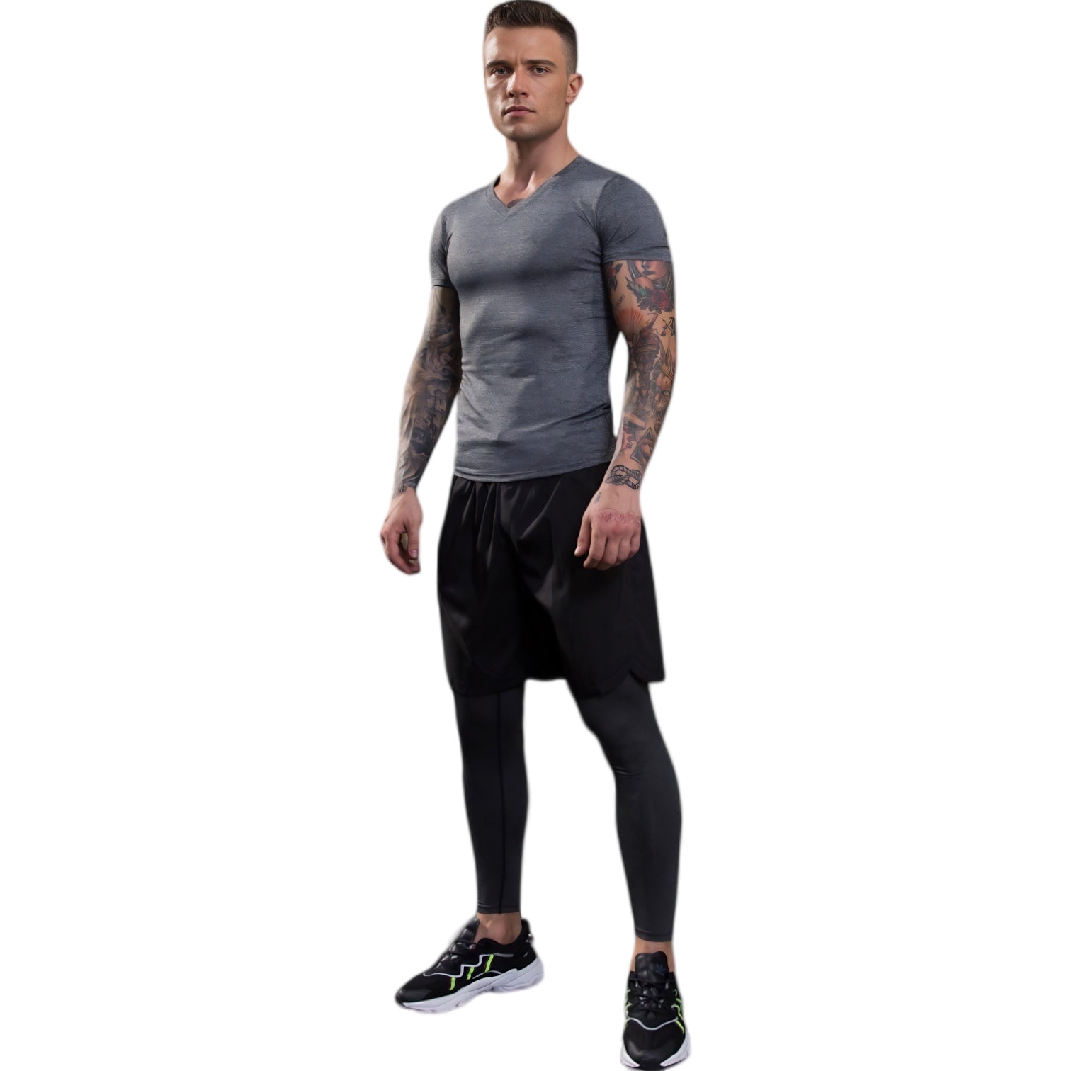 Anna-Kaci Active Men's V-Neck Short Sleeve Athletic Shirt with Stretch Fabric and Fitted Silhouette