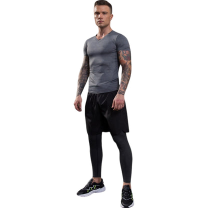 Anna-Kaci Active Men's V-Neck Short Sleeve Athletic Shirt with Stretch Fabric and Fitted Silhouette