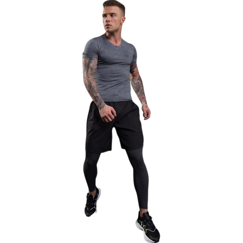 Anna-Kaci Active Men's V-Neck Short Sleeve Athletic Shirt with Stretch Fabric and Fitted Silhouette