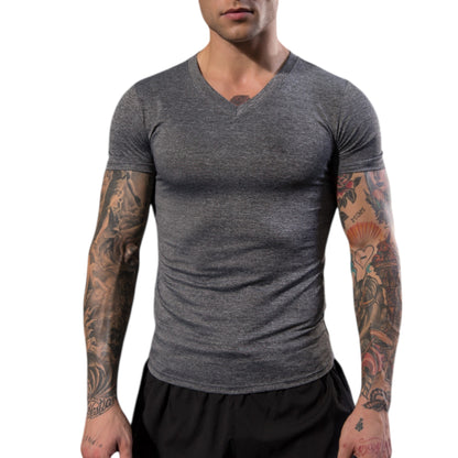 Anna-Kaci Active Men's V-Neck Short Sleeve Athletic Shirt with Stretch Fabric and Fitted Silhouette