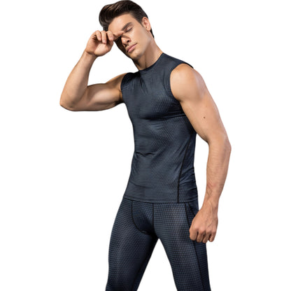 Anna-Kaci Active Men's Sleeveless Compression Workout Top with Textured Fabric and Fitted Athletic Cut