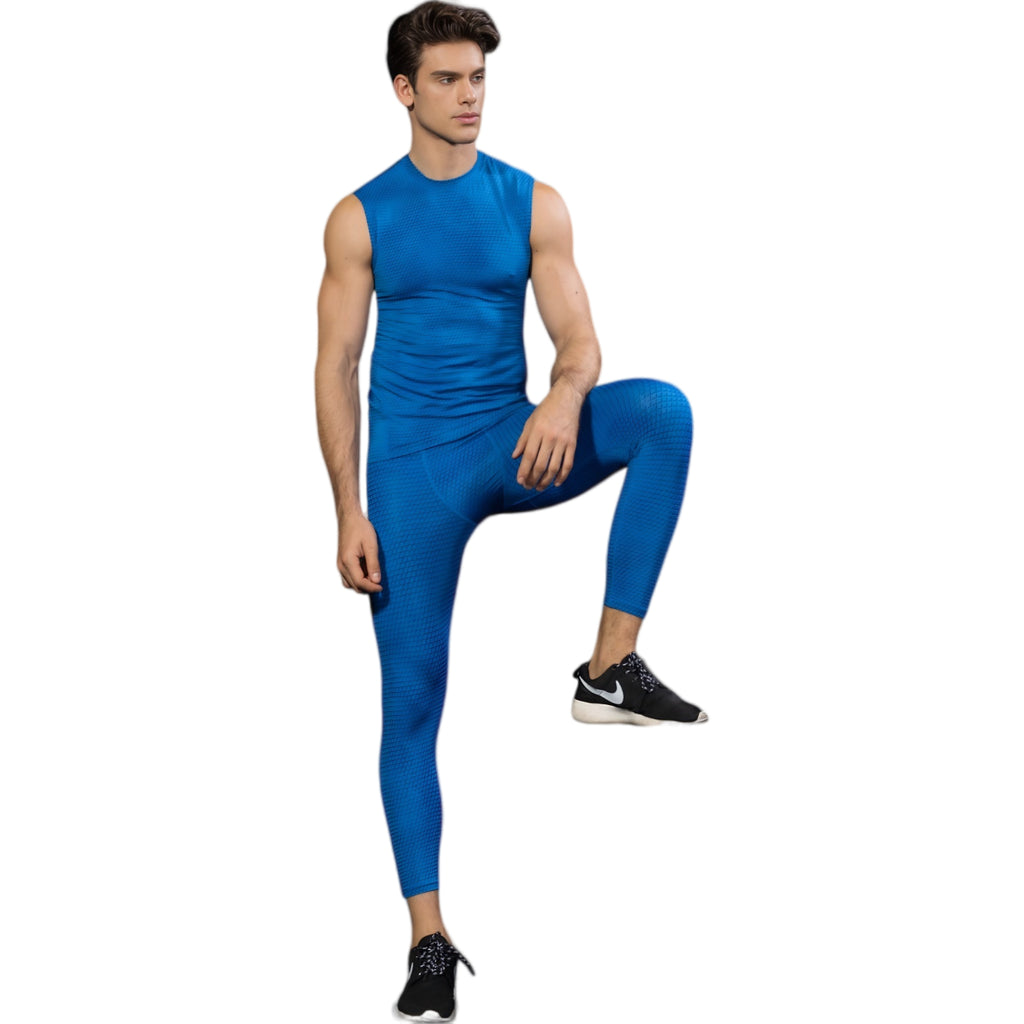 Anna-Kaci Active Men's Sleeveless Compression Workout Top with Textured Fabric and Fitted Athletic Cut