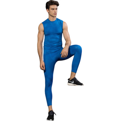 Anna-Kaci Active Men's Sleeveless Compression Workout Top with Textured Fabric and Fitted Athletic Cut