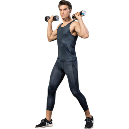 Anna-Kaci Active Men's Sleeveless Compression Tank Top with Textured Fabric and Scoop Neckline
