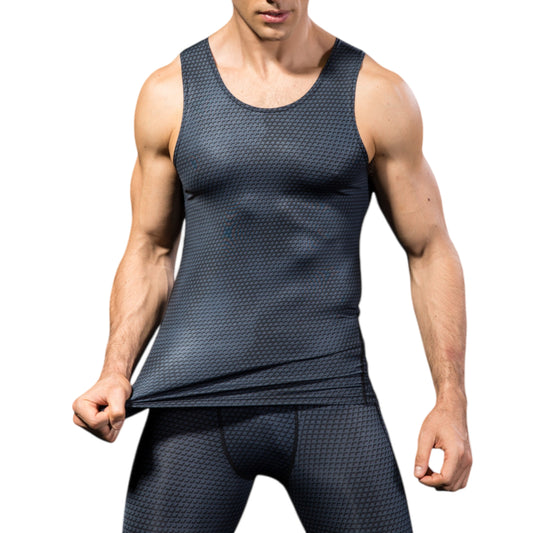 Anna-Kaci Active Men's Sleeveless Compression Tank Top with Textured Fabric and Scoop Neckline