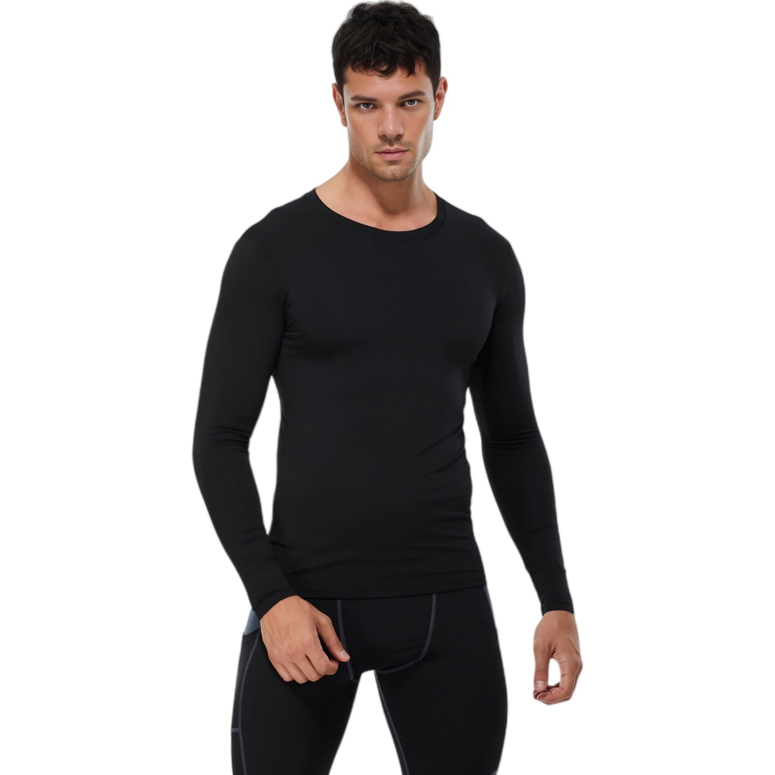 Anna-Kaci Active Men's Long Sleeve Compression Shirt with Crew Neck and Stretch Performance Fit