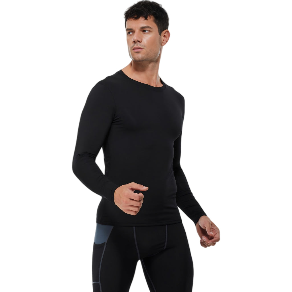Anna-Kaci Active Men's Long Sleeve Compression Shirt with Crew Neck and Stretch Performance Fit