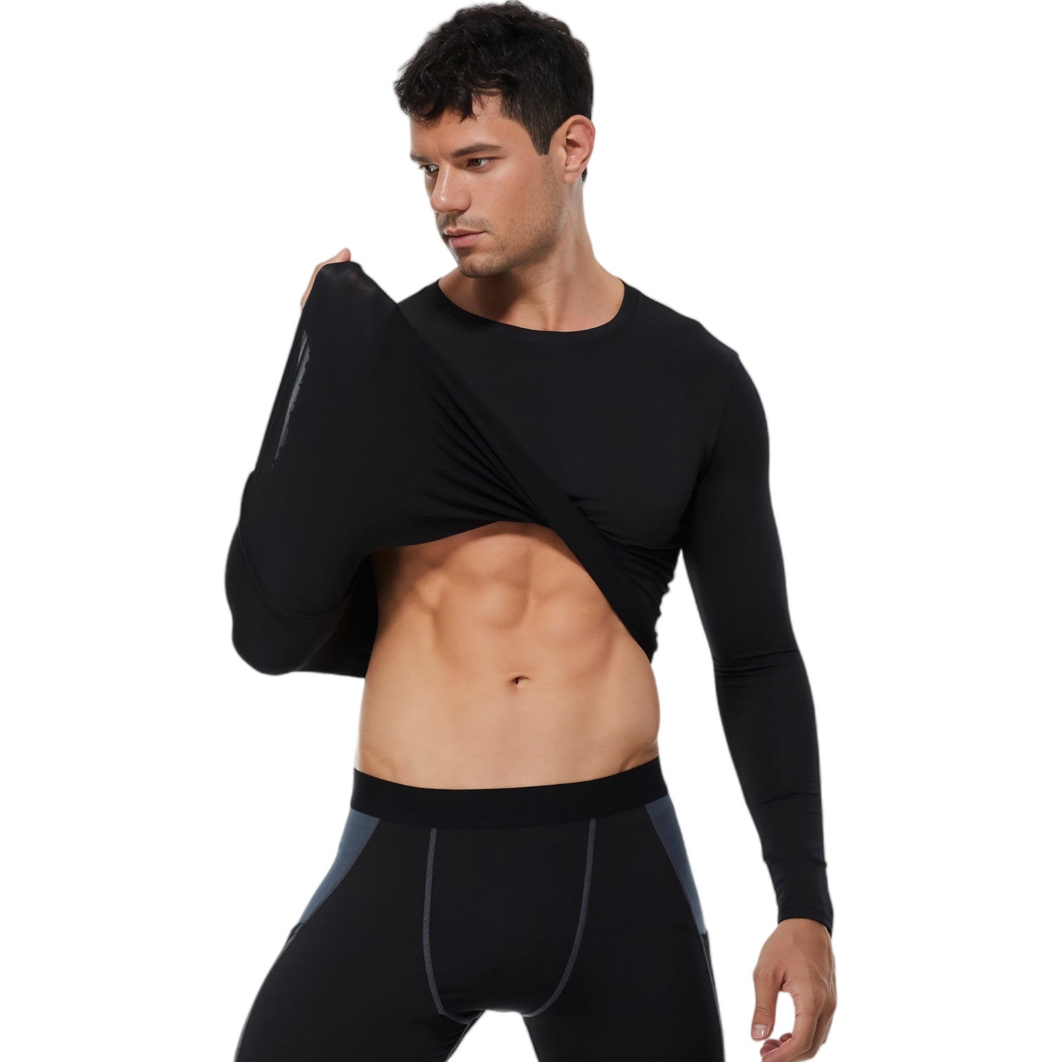 Anna-Kaci Active Men's Long Sleeve Compression Shirt with Crew Neck and Stretch Performance Fit