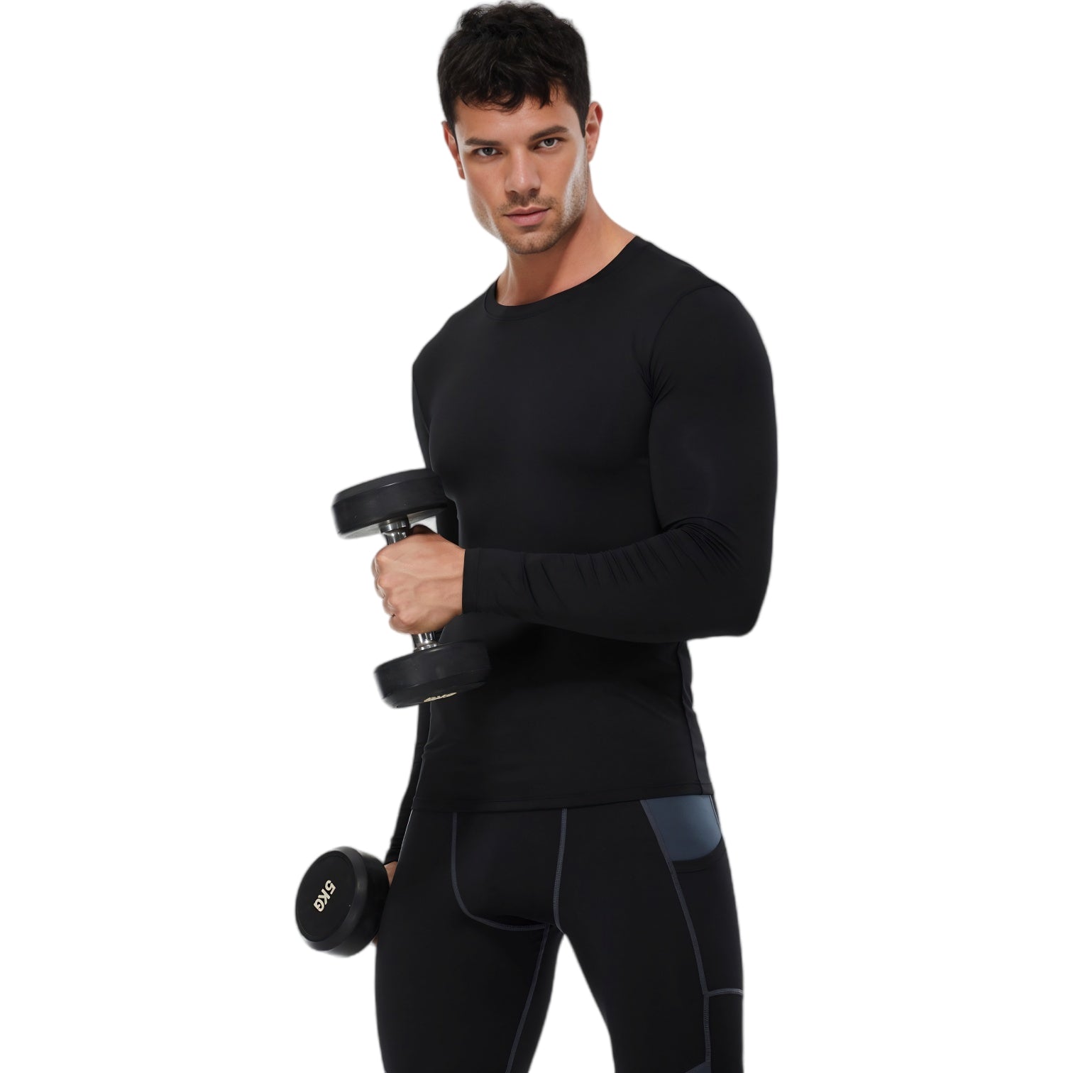 Anna-Kaci Active Men's Long Sleeve Compression Shirt with Crew Neck and Stretch Performance Fit