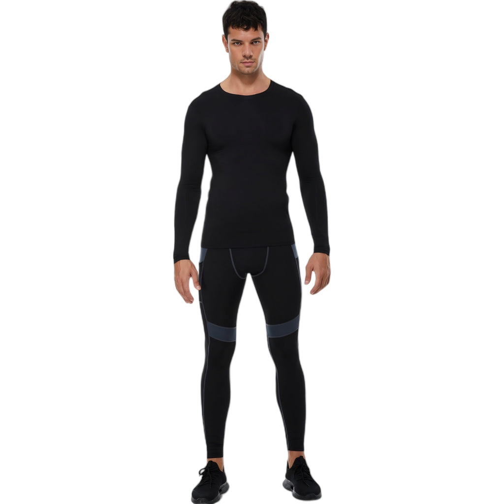 Anna-Kaci Active Men's Long Sleeve Compression Shirt with Crew Neck and Stretch Performance Fit