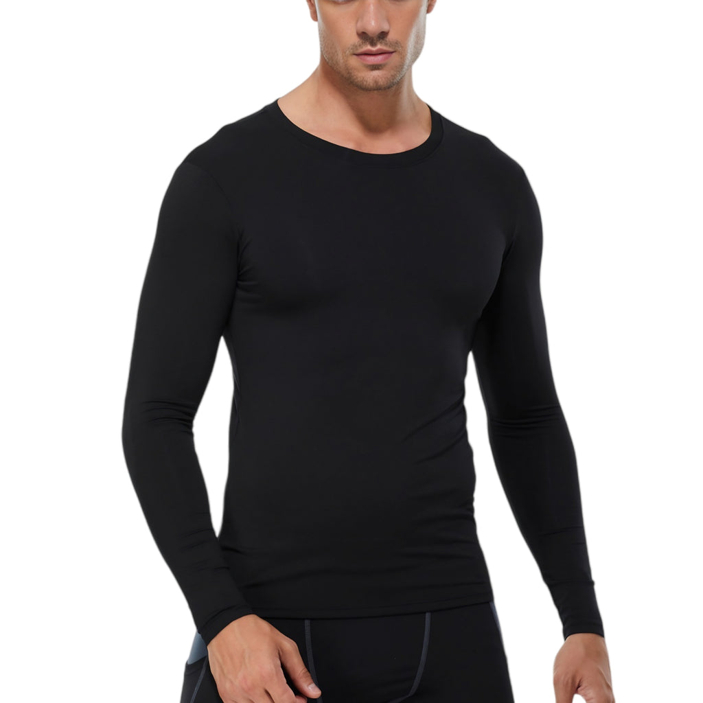 Anna-Kaci Active Men's Long Sleeve Compression Shirt with Crew Neck and Stretch Performance Fit