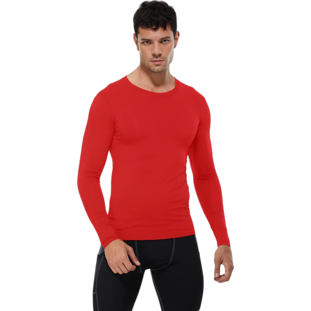 Anna-Kaci Active Men's Long Sleeve Compression Shirt with Crew Neck and Stretch Performance Fit