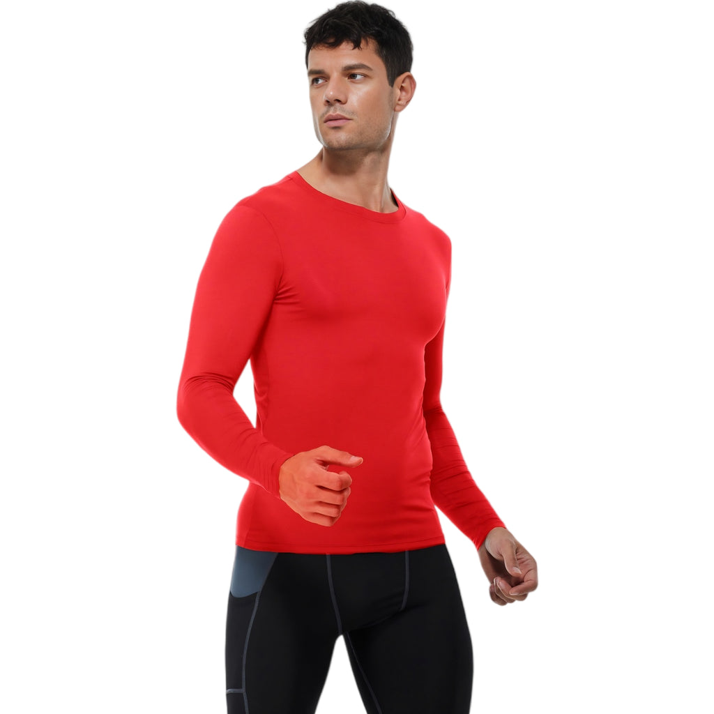 Anna-Kaci Active Men's Long Sleeve Compression Shirt with Crew Neck and Stretch Performance Fit
