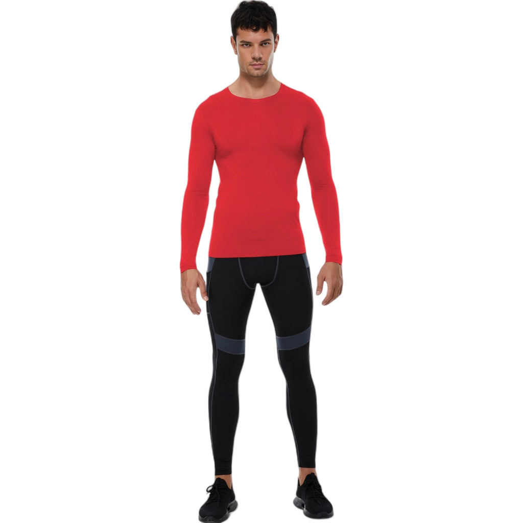 Anna-Kaci Active Men's Long Sleeve Compression Shirt with Crew Neck and Stretch Performance Fit