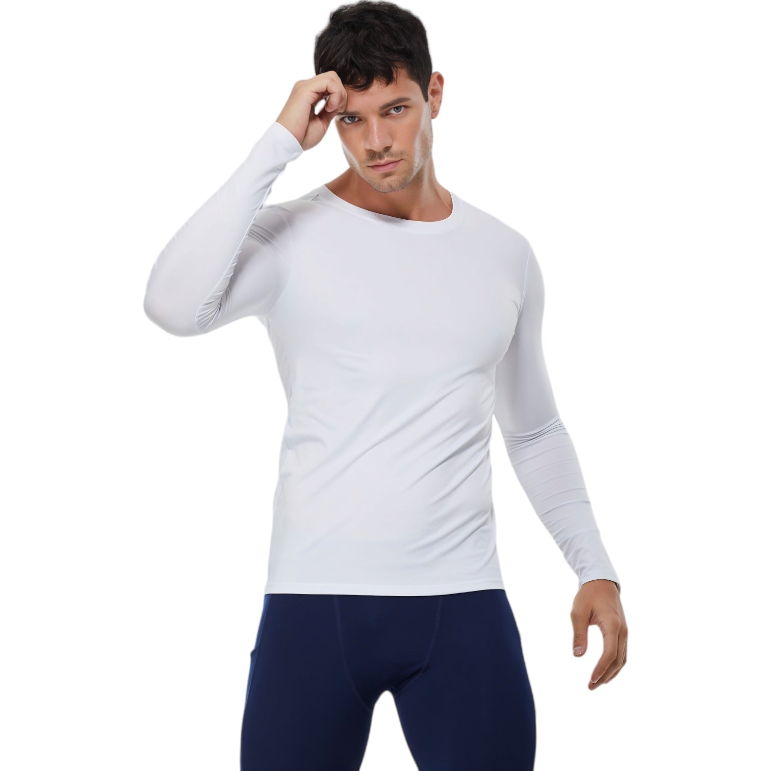 Anna-Kaci Active Men's Long Sleeve Compression Shirt with Crew Neck and Stretch Performance Fit