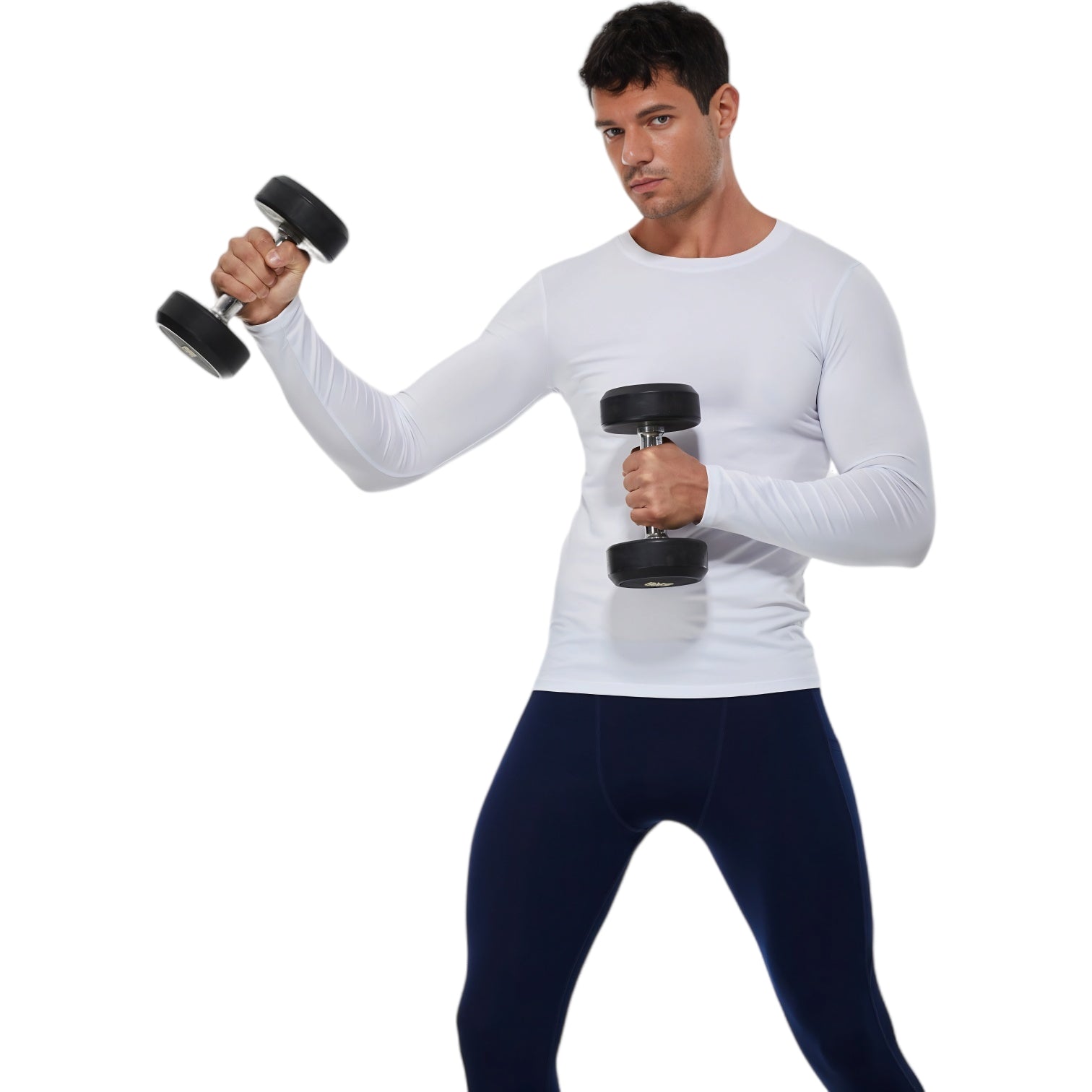 Anna-Kaci Active Men's Long Sleeve Compression Shirt with Crew Neck and Stretch Performance Fit